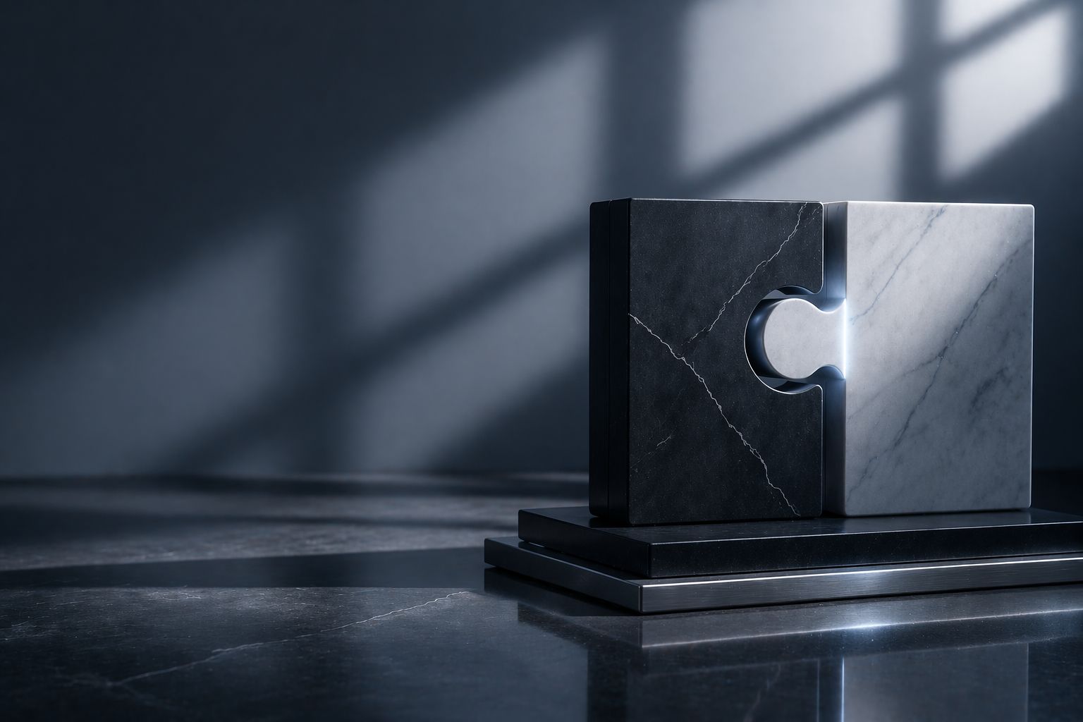 Two interlocking puzzle pieces — every problem solved once, solutions that last